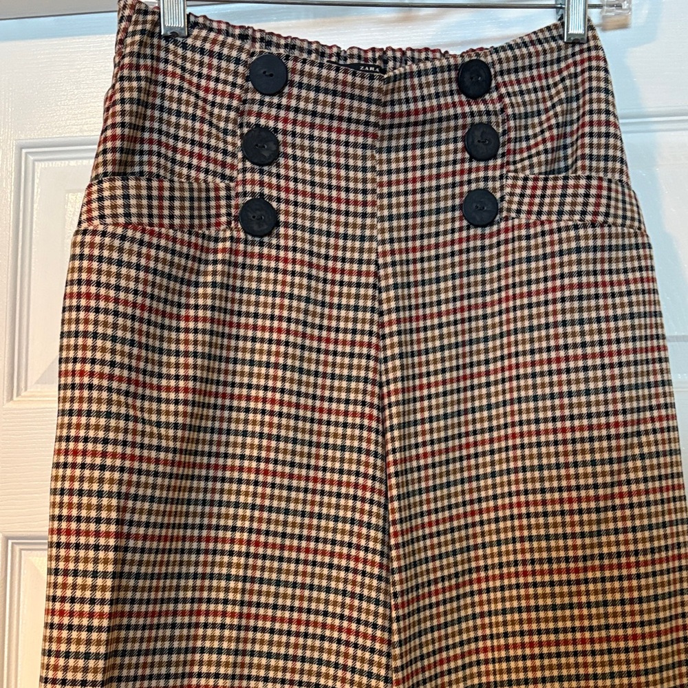 Zara TRF Collection Plaid Trousers in Red and Brown - Picture 4 of 8